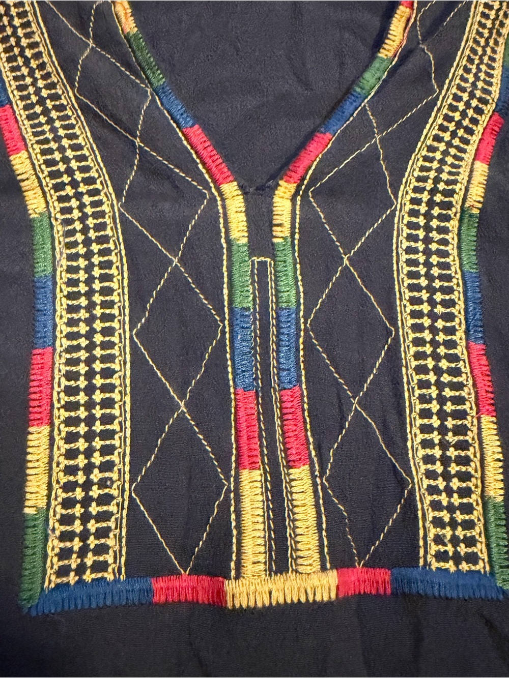 Sugarlips Navy Embroidered Peasant Blouse - Picture 5 of 7
